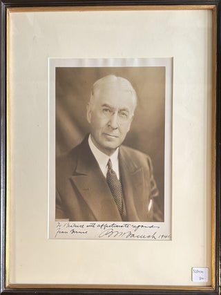 Item #328414 Signed and Inscribed Portrait Photograph of Bernard M. Baruch. Bernard M. BARUCH