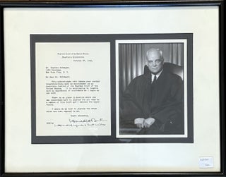 Item #328503 Typed and inscribed letter from Harold Burton, Associate Justice of the US Supreme...