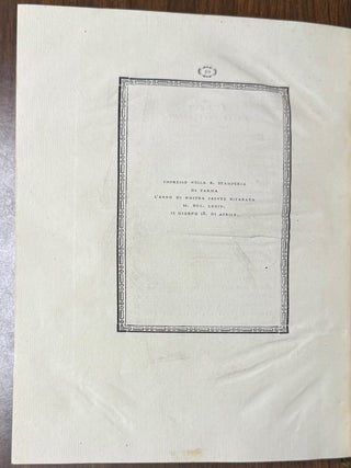 Pel solenne battesimo di S.A.R. Ludovico Principe primogenito di Parma tenuto al sacro fonte da Sua Maesta Cristianissima; e dalla Reale Principessa delle Austrie. Iscrizioni esotiche a caratteri novellamente incisi e fusi.