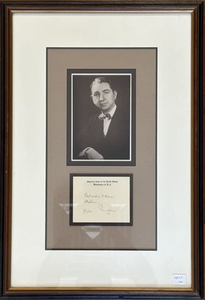 Item #328527 Signed and Inscribed Card on Supreme Court Letterhead from Thomas C. Clark. Thomas...