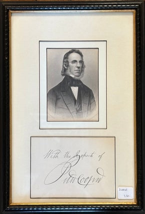 Item #328865 Clipped inscription from Peter Cooper. Peter COOPER