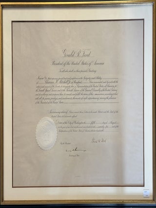 Item #328871 Gerald Ford & Henry Kissinger Signed Formal Certificate Appointing Clarence Mitchell...