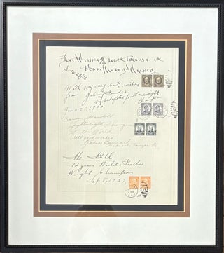 Item #329799 Signed Sheet With Four Vintage Boxers. Abe ATELL, Sammy, MANDELL, Jimmy, DUNDEE,...