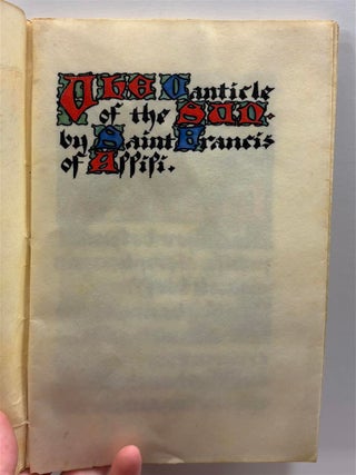 Item #329837 The Canticle of the Sun, by Saint Francis of Assisi. Robert Wilson HYDE, Saint...