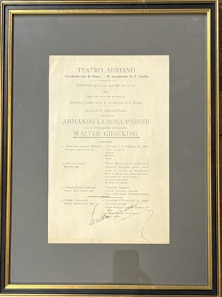 Item #330163 Signed Program Page. Walter GIESEKING