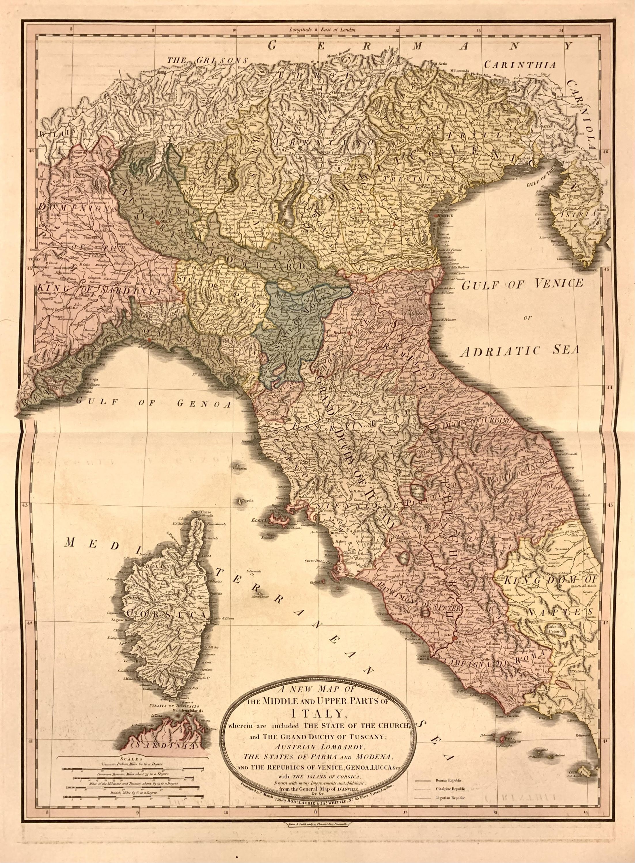Austrian Modena A New Map of the Middle and Upper Parts of Italy, wherein are included ...
