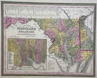 Item #330431 A New Map of Maryland and Delaware with their Canals, Roads, and Distances. H. S TANNER