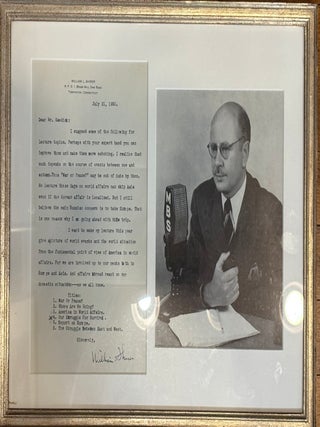 Item #331277 Typed Letter Signed. William SHIRER