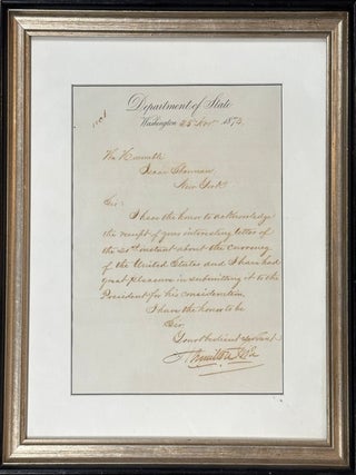 Item #331748 Autographed Letter Signed. Hamilton FISH