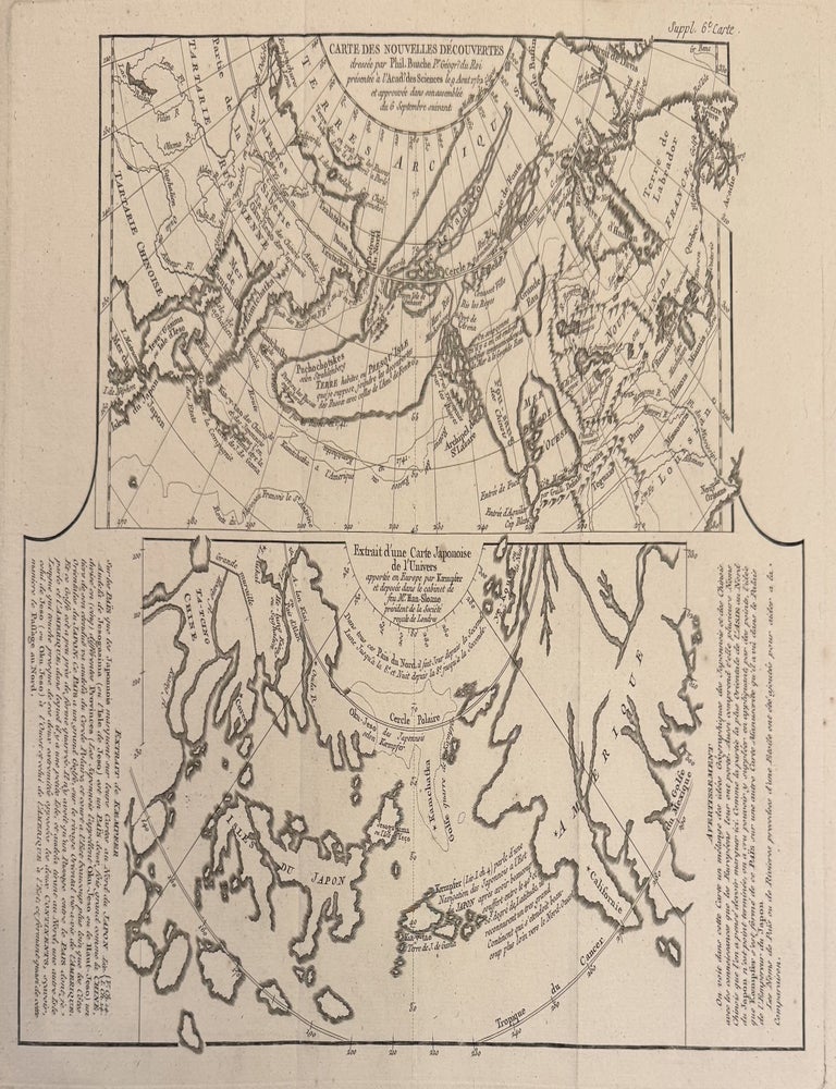 Item #331985 Carte des Nouvelles Decouvertes / Extrait d'ue Carte Japonoise de L'Univers. Philippe BUACHE, Robert de VAUGONDY.
