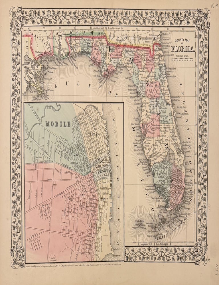 Item #332073 County Map of Florida. Samuel Augustus Jr MITCHELL.