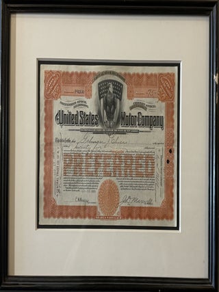 Item #332405 Automotive Stock Certificate dated 1912. United States Motor Company