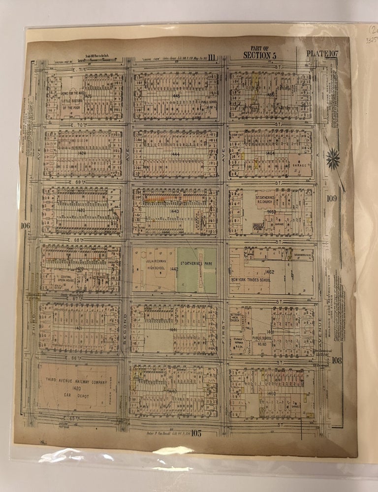 Item #332591 Plate 107 and Plate 108, Part of Section 5 [Upper East Side]. George W. BROMLEY, Walter S. BROMLEY.