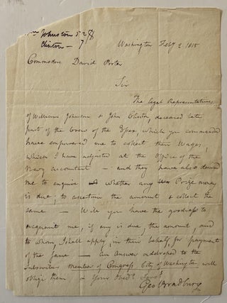 Item #333518 Autograph Letter, signed to Commodore David Porter. George BRADBURY