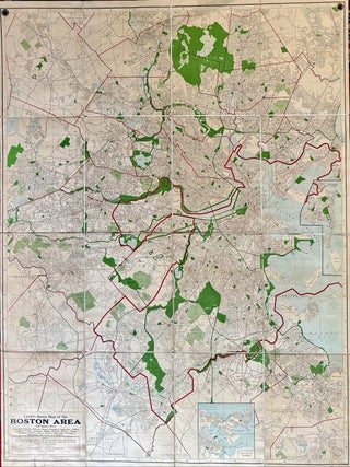 Item #334549 Cram's Street Map of the Boston Area; Including Arlington, Belmont, Boston,...