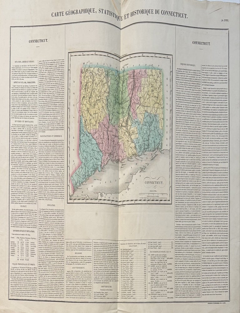 Item #334564 Carte Geographique, Statistique et Historique du Connecticut. Jean Alexandre BUCHON.