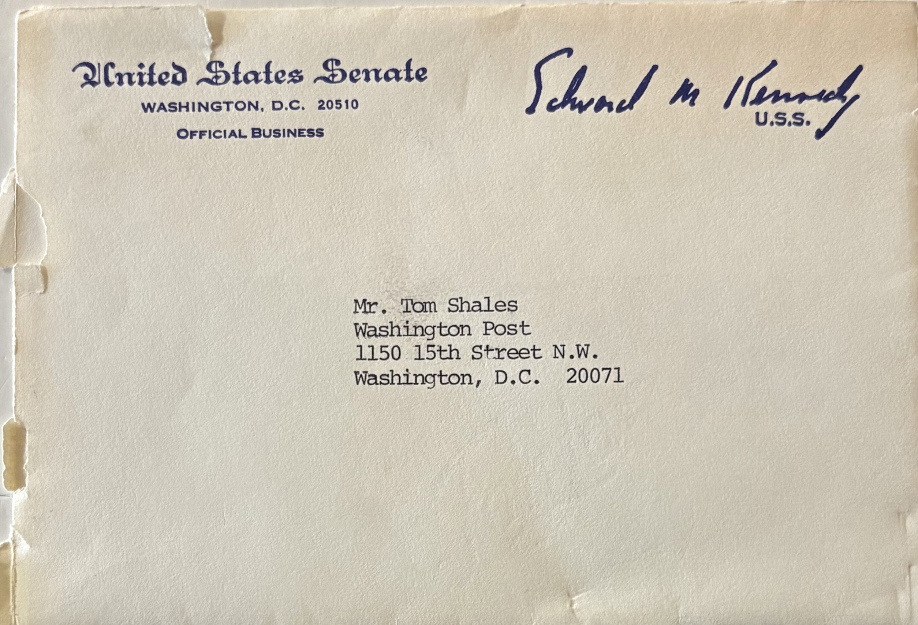 Typed Letter Signed with Handwritten Postscript | Edward KENNEDY