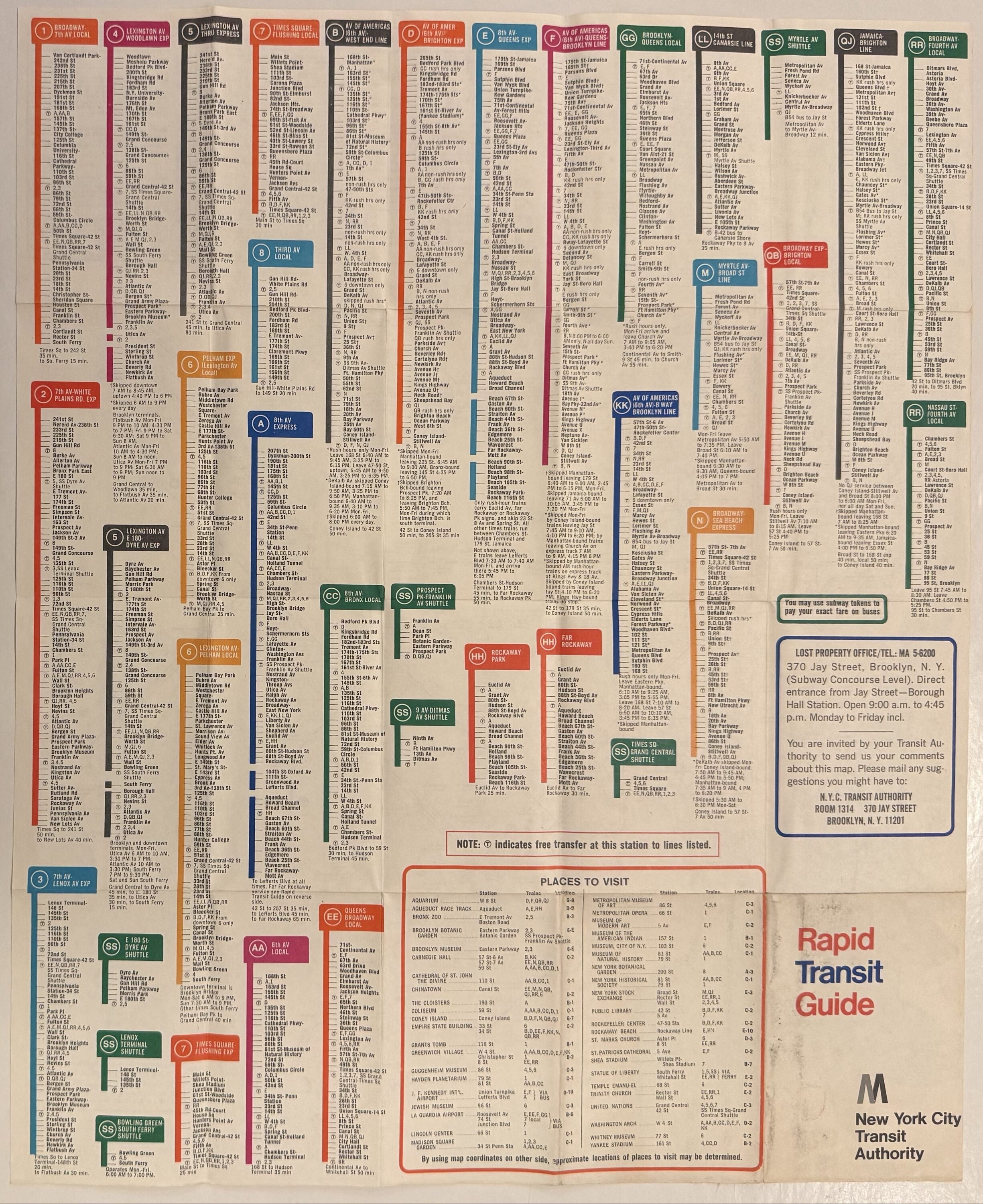 Map Transit Guide Rapid Transit Guide | New York City Transit Authority