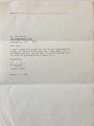 Item #336595 Typed Letter Signed. Howard COSELL