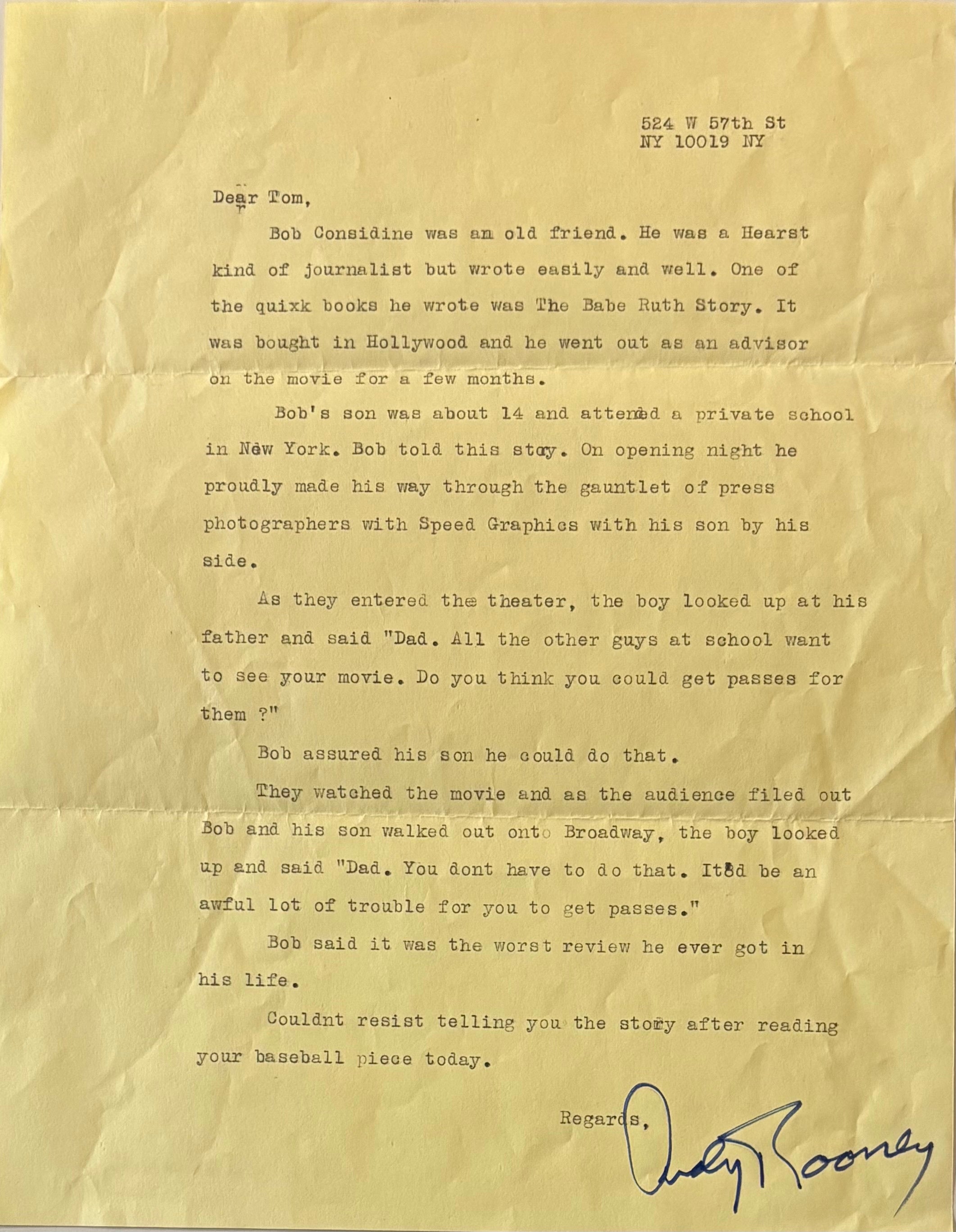 Sample Signature Letter Randy Typed Letter Signed | Andy ROONEY