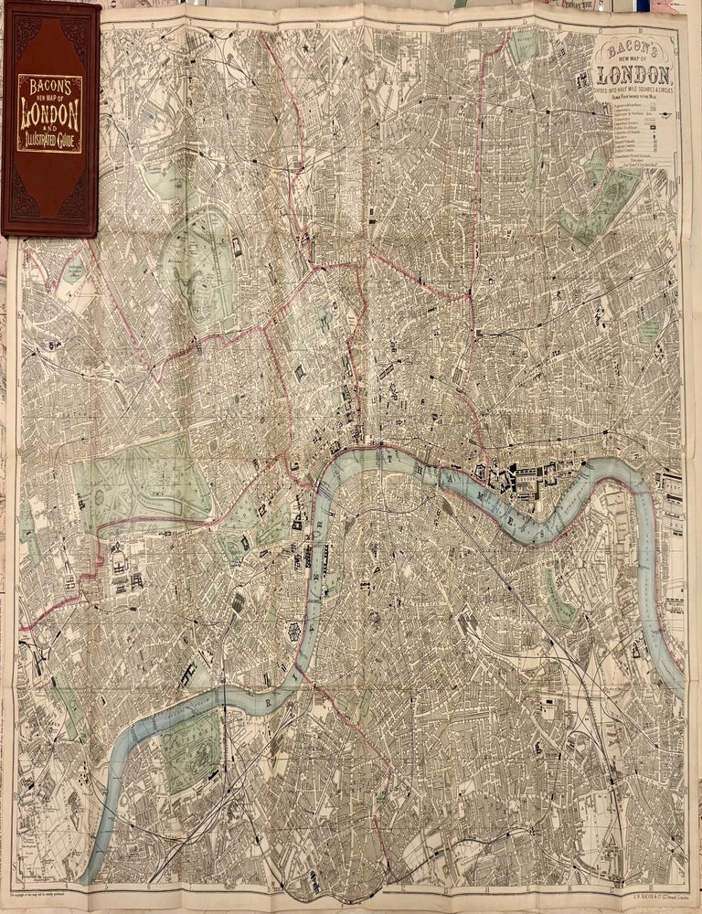 Item #337198 Bacon's New Map of London and Illustrated Guide. George Washington BACON.