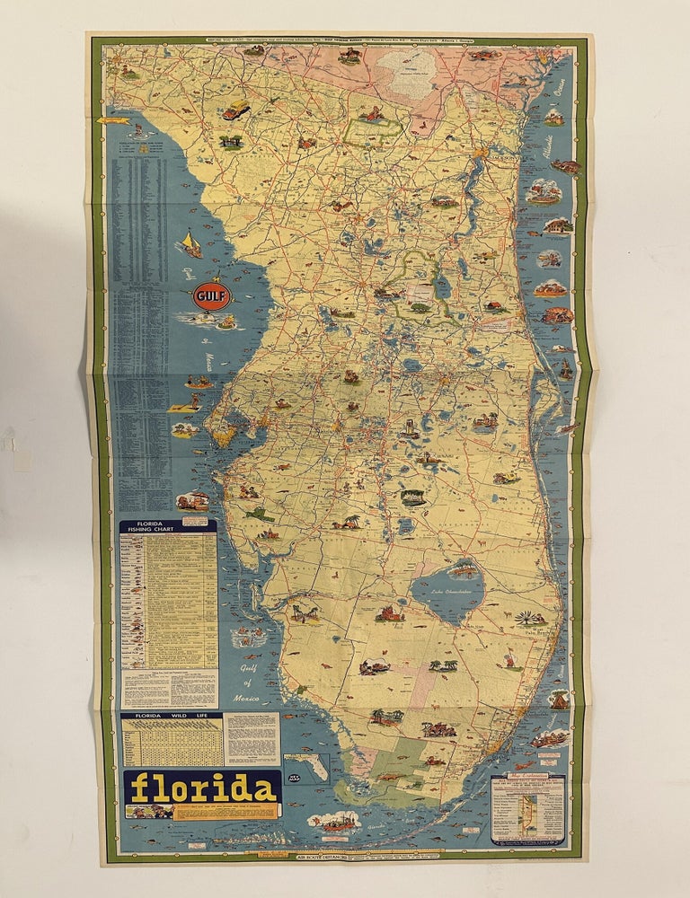 Item #337279 Florida Tourguide Vacation Map. Gulf Oil Corporation.
