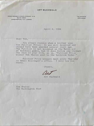 Item #337281 Typed Letter Signed. Art BUCHWALD
