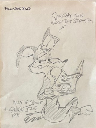 Item #337381 Original Sketch of Wile E. Coyote with Personal Inscription. Chuck JONES