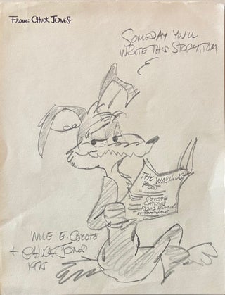 Item #337381 Original Sketch of Wile E. Coyote with Personal Inscription. Chuck JONES