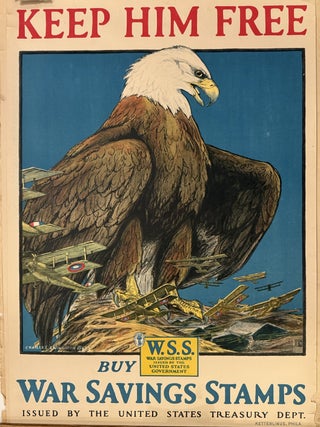 Item #337432 Keep Him Free; Buy War Savings Stamps. Charles Livingston BULL