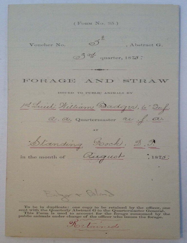 Item #337542 Autographed Document Signed. John LITTLE BIG HORN - POLAND, William BADGER.