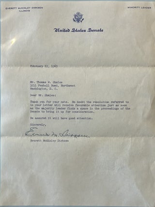Item #337545 Typed Letter Signed. Everett McKinley DIRKSEN
