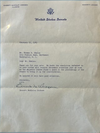 Item #337545 Typed Letter Signed. Everett McKinley DIRKSEN