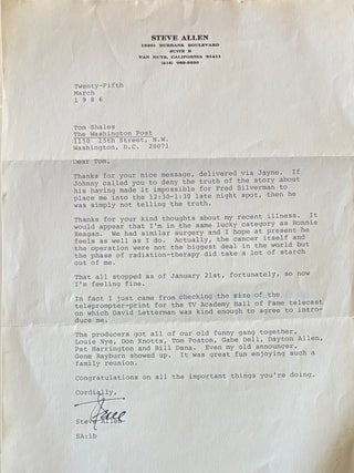 Item #337605 Typed Letter Signed. Steve ALLEN