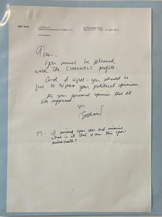 Item #337607 Autographed Letter Signed. Tom BROKAW
