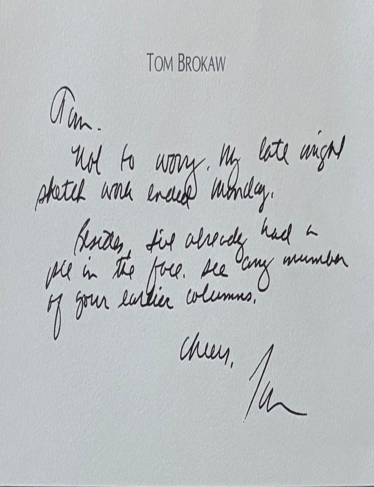 Item #337794 Autographed Letter Signed. Tom BROKAW.