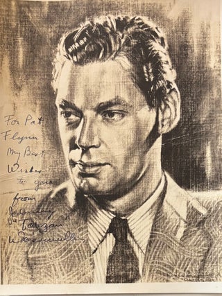 Item #337898 Signed Portrait drawing with Inscription. Jonny WEISSMULLER