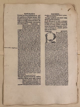 Item #338165 Incuable from a 15th Century Bible {Epistle of Blessed James}. Johann ZAINER