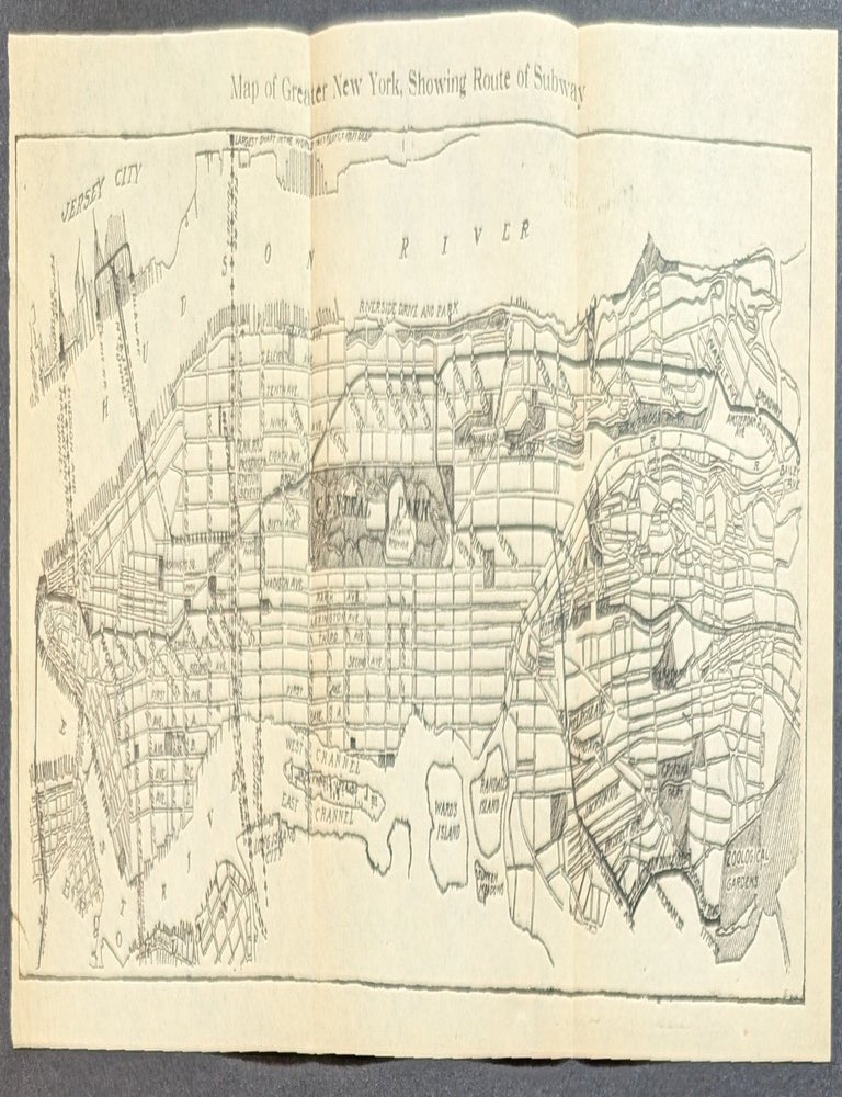 Item #338485 Map of Greater New York, Showing Route of Subway. J. WILLIS FRETZ COMPANY.