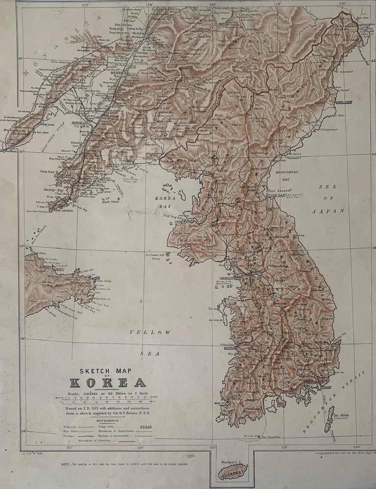 Item #338698 Sketch Map of Korea. Col. G. F BROWNE.