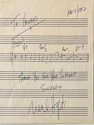 Item #339147 Autographed Musical Quote Signed. Neal HEFTI