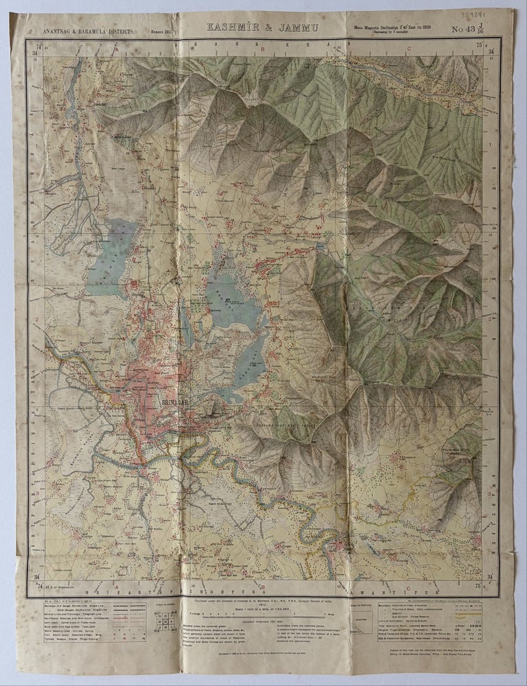 Item #339291 Kashmir & Jammu; Anantnag & Baramula Districts Season 1911. Colonel S. G BURRARD.