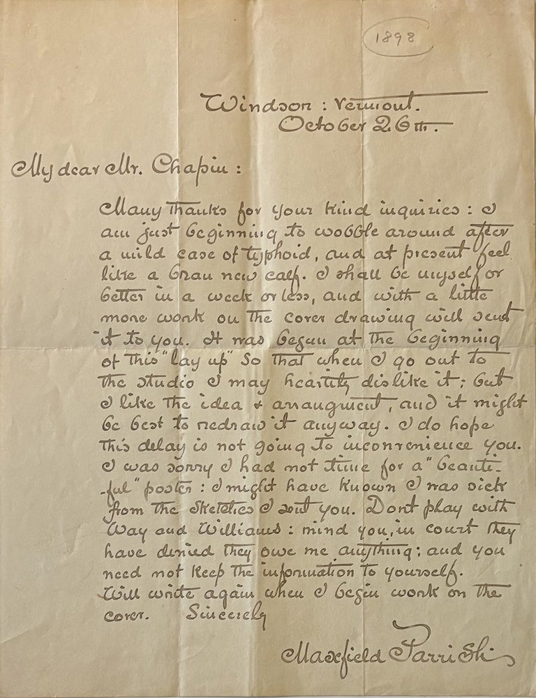 Item #339314 Autograph Letter Signed. Maxfield PARRISH.