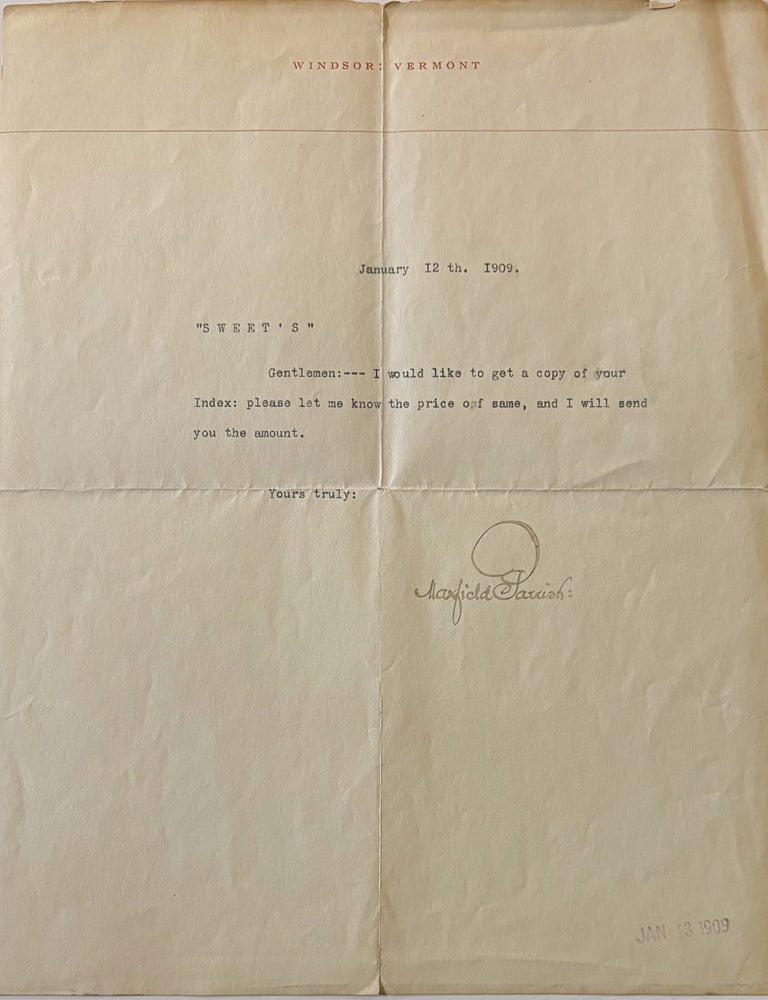 Item #339316 Typed Letter Signed. Maxfield PARRISH.