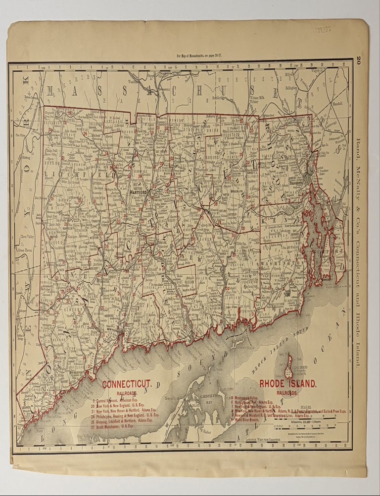 Item #339337 Rand, McNally & Co.'s Connecticut and Rhode Island. McNally Rand, Co.