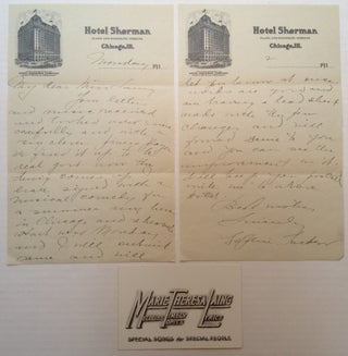 Item #4430 Autographed Letter Signed on hotel stationery. Sophie TUCKER, 1887 - 1966