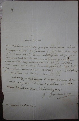 Item #4440 Autographed Letter Signed in French. Mademoiselle DUCHESNOY