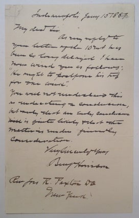 Item #4512 Autographed Letter Signed as President-elect. Benjamin HARRISON, 1833 - 1901