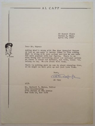 Item #5082 Typed Letter Signed to editor Herbert Mayes. Al CAPP, 1909 - 1979