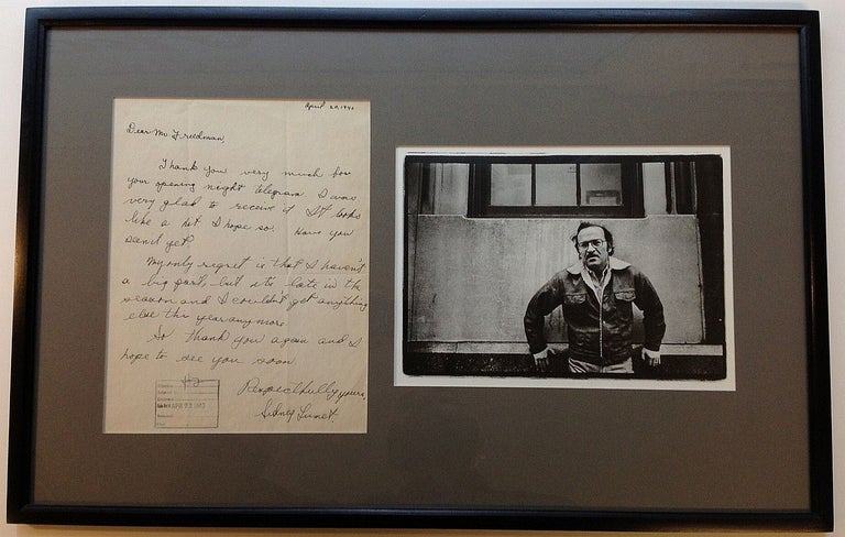 Item #5285 Framed Autographed Letter Signed. Sidney LUMET, 1924 - 2011.